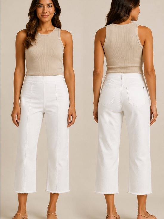 INC International Concepts Denim - INC Denim High-Rise Wide Crop Jeans in White
